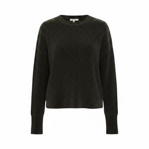 Poof Apparel Knit Ribbed Long Sleeves Crew Neck Pullover Sweater Green Large